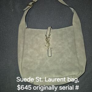 Saint Laurent Cream Suede Shoulder Bag